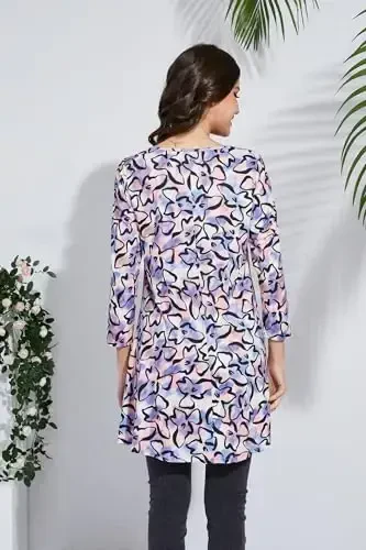 ENMAIN Tunic Tops for Women 3/4 Sleeve Plus Size Women's Tunics Loose Fit Floral Swing Flare Ladies Blouse for Leggings - ENMAIN (1)