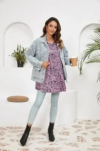 ENMAIN Women's Tops 3/4 Sleeve Dressy Casual Plus Size Tunic Tops to Wear with Leggings Swing Flare T-Shirt Loose Fit Blouses - 6