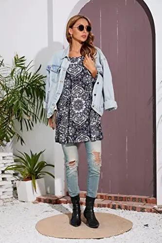 ENMAIN Womens Tops 3/4 Sleeve Plus Size Tunics to Wear with Leggings Dressy Casual Loose Blouses Swing Flare T-Shirt S-5XL - 5