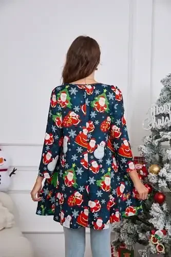 ENMAIN Womens Tops 3/4 Sleeve Plus Size Tunics to Wear with Leggings Dressy Casual Loose Blouses Swing Flare T-Shirt S-5XL - 4