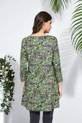 ENMAIN Womens Tops 3/4 Sleeve Plus Size Tunics to Wear with Leggings Dressy Casual Loose Blouses Swing Flare T-Shirt S-5XL - ENMAIN (1)