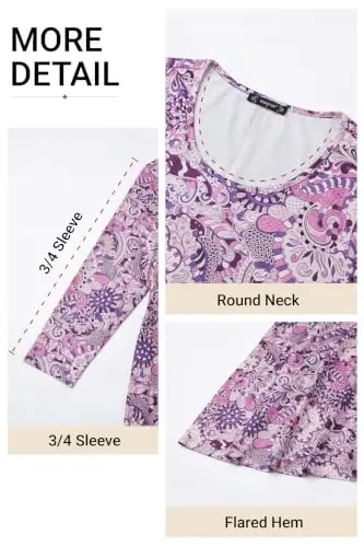 ENMAIN Women's Tops 3/4 Sleeve Tunic Tops Dressy Casual Plus Size Tunic To Wear With Leggings Swing Shirt Loose Fit Blouses - 4