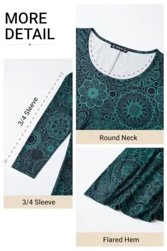 ENMAIN Womens Tops 3/4 Sleeve Tunic Tops Dressy Casual Plus Size Tunic To Wear With Leggings Swing Shirt Loose Fit Blouses - 4