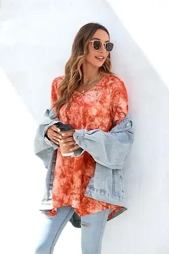 ENMAIN Womens Tunics Tops 3/4 Length Sleeve Plus Size Long Tops to Wear with Leggings Casual Loose Fit Dressy Flowy Blouses - 11