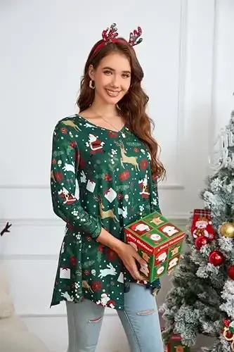 ENMAIN Womens Tunics Tops 3/4 Length Sleeve Plus Size Long Tops to Wear with Leggings Casual Loose Fit Dressy Flowy Blouses - 4