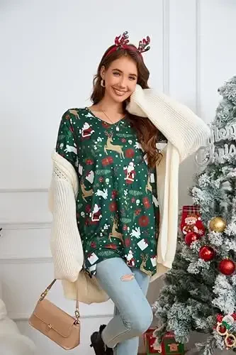 ENMAIN Womens Tunics Tops 3/4 Length Sleeve Plus Size Long Tops to Wear with Leggings Casual Loose Fit Dressy Flowy Blouses - 5