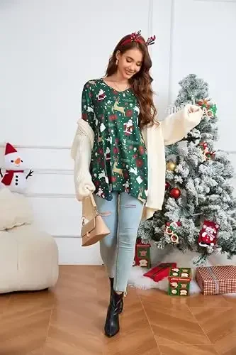 ENMAIN Womens Tunics Tops 3/4 Length Sleeve Plus Size Long Tops to Wear with Leggings Casual Loose Fit Dressy Flowy Blouses - 7