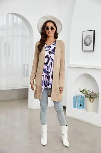 ENMAIN Womens Tunics Tops 3/4 Length Sleeve Plus Size Long Tops to Wear with Leggings Casual Loose Fit Dressy Flowy Blouses - 6