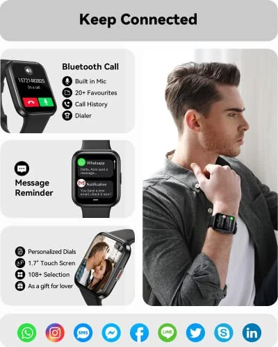 ENOMIR Smart Watch for Men Women(Answer/Make Call), Alexa Built-in,Fitness with Heart Rate SpO2 Sleep Monitor 100 Sports 5ATM Waterproof Activity Trackers and iOS&Android Phones, Black - ENOMIR (1)