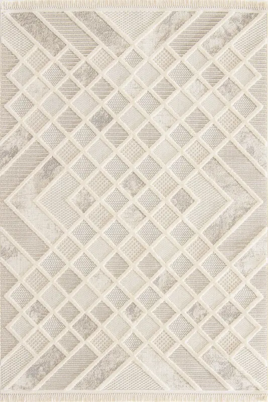 Enti Bonn 8802 Cream Scandinavian Carpet Living Room Carpet Cut Carpet Runner-Carpet Basket SARE 8802 CREAM DOES NOT LINT CARPET - HALI SEPETI