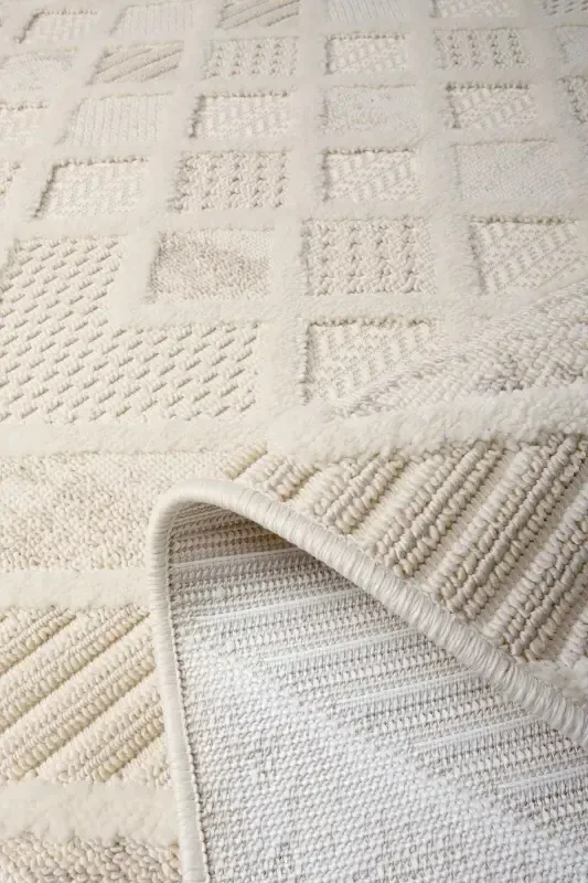 Enti Bonn 8802 Krem Skandinaviya gilami Salon gilami Kesma gilami Yoʻlka-Gilam savati SARE 8802 KREM HAV TOʻZ BERMAYDIGAN GILAM - 4