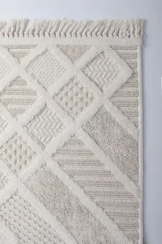 Enti Bonn 8802 Krem Skandinaviya gilami Salon gilami Kesma gilami Yoʻlka-Gilam savati SARE 8802 KREM HAV TOʻZ BERMAYDIGAN GILAM - 5