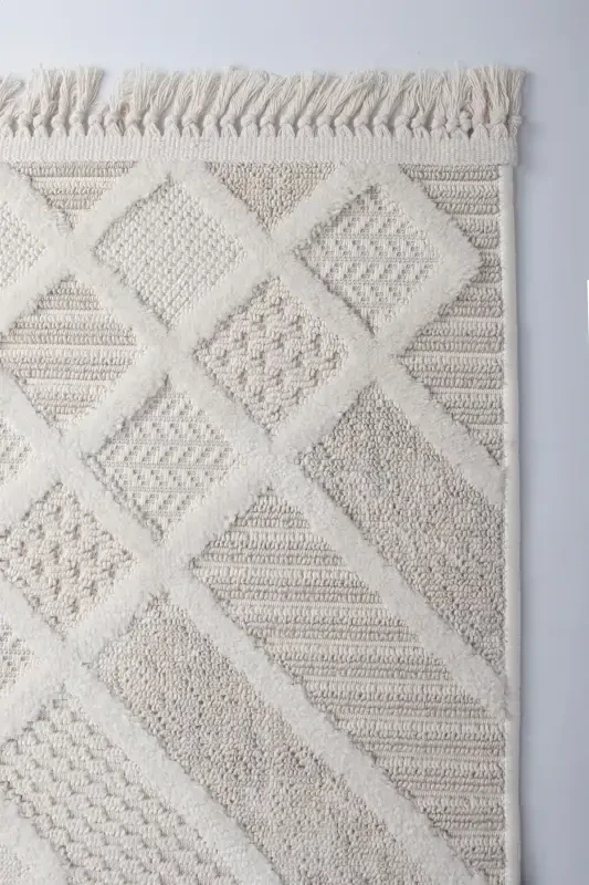 Enti Bonn 8802 Крем Скандинавский Ковер Салон Ковер Резка Ковер Прикроватный Коврик-Hali Sepeti SARE 8802 КРЕМ НЕ ОСТАВЛЯЮЩИЙ ПЫЛИ КОВЕР - 5