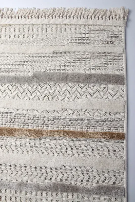 Enti Bonn 8803 Cream Scandinavian Carpet Living Room Carpet Cut Carpet Runner-Carpet Basket SARE 8803 CREAM DOES NOT SHED PILE CARPET - 1