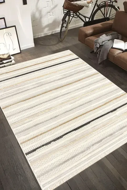 Enti Bonn 8803 Cream Scandinavian Carpet Living Room Carpet Cut Carpet Runner-Carpet Basket SARE 8803 CREAM DOES NOT SHED PILE CARPET - 3