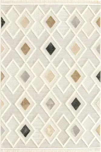 Enti Bonn 8804 Gri Iskandinav Halı Salon Halısı Kesme Halı Yolluk-Hali Sepeti SARE 8804 KREM HAV TOZ VERMEZ HALI - 3