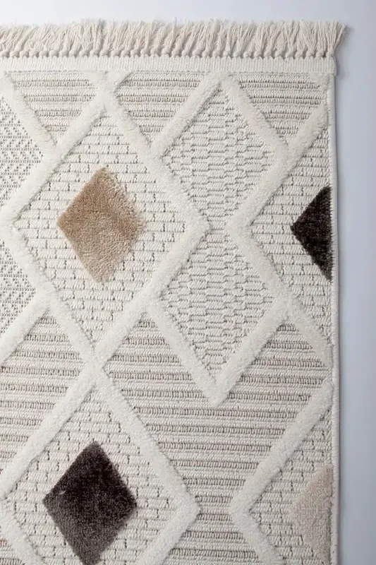 Enti Bonn 8804 Крем Скандинавский Ковер Салонный Ковер Резка Ковер Прикроватный Коврик-Корзина Ковров SARE 8804 КРЕМ НЕ ОСТАВЛЯЮЩИЙ ПЫЛИ КОВЕР - 5