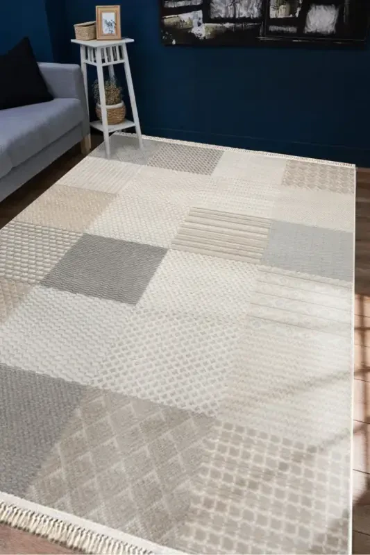 Enti Bonn 8806 Cream Scandinavian Carpet Living Room Carpet Cut Carpet Runner-Carpet Basket SARE 8806 CREAM DOES NOT SHED DUST CARPET - 2