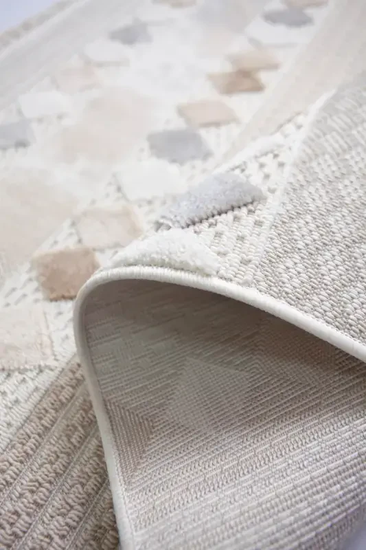 Enti Bonn 8807 Бежевый Скандинавский Ковер Палас Ковровая дорожка-Halı Sepeti SARE 8807 BEJ HAV TOZ VERMEZ HALI - 3