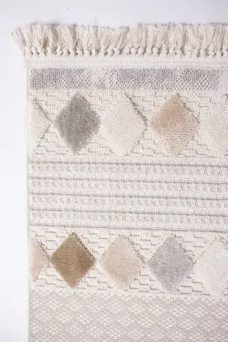 Enti Bonn 8807 Бежевый Скандинавский Ковер Палас Ковровая дорожка-Halı Sepeti SARE 8807 BEJ HAV TOZ VERMEZ HALI - 5