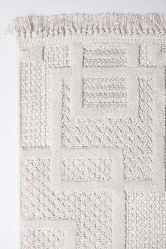 Enti Bonn 8808 Cream Scandinavian Carpet Living Room Carpet Cut Carpet Rug-Carpet Basket SARE 8808 CREAM DOES NOT SHED DUST CARPET - HALI SEPETI