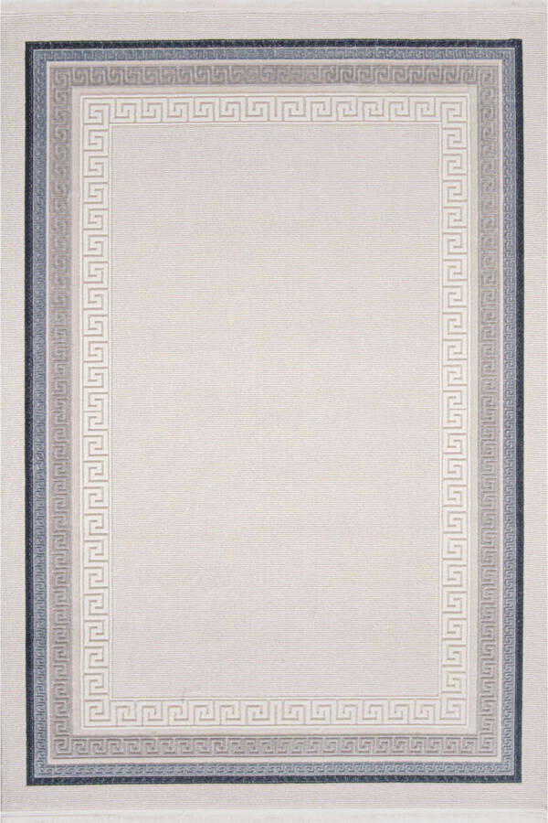 ENTI MİRAS Gray Blue Modern Patterned Machine Rug 6811 - 1