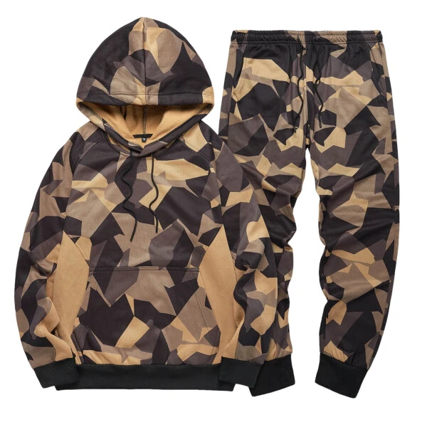 Entyinea Mens Tracksuits 2 Piece Set 2 Piece Jogging Suits Warm Up Sweatsuits Track Suits Sets,Khaki XXL - ENTYINEA