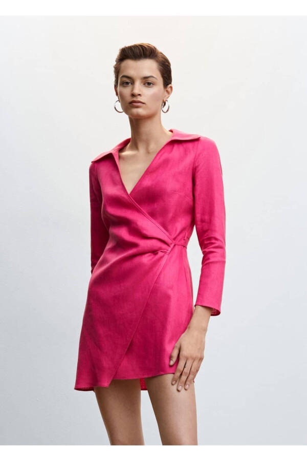 Envelope Cut Linen Dress - 1