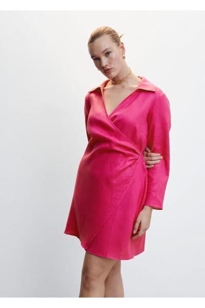 Envelope Cut Linen Dress - 5