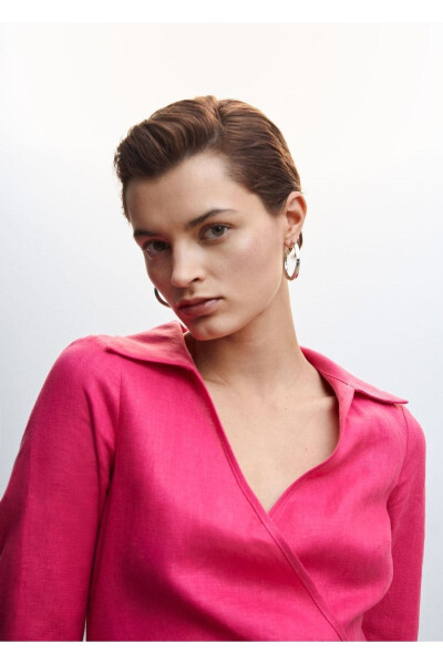 Envelope Cut Linen Dress - 7