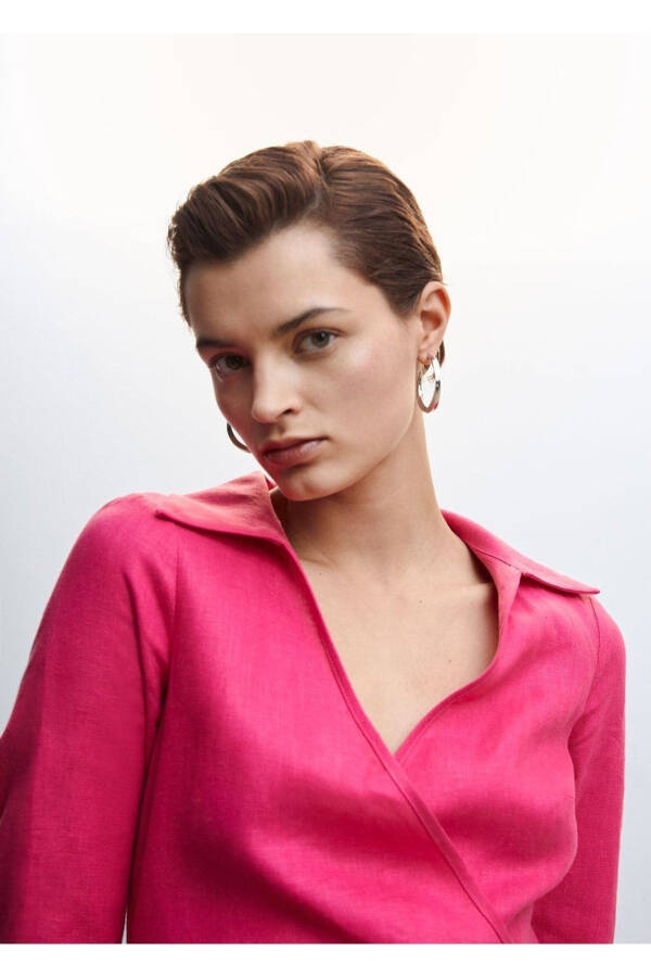 Envelope Cut Linen Dress - 7