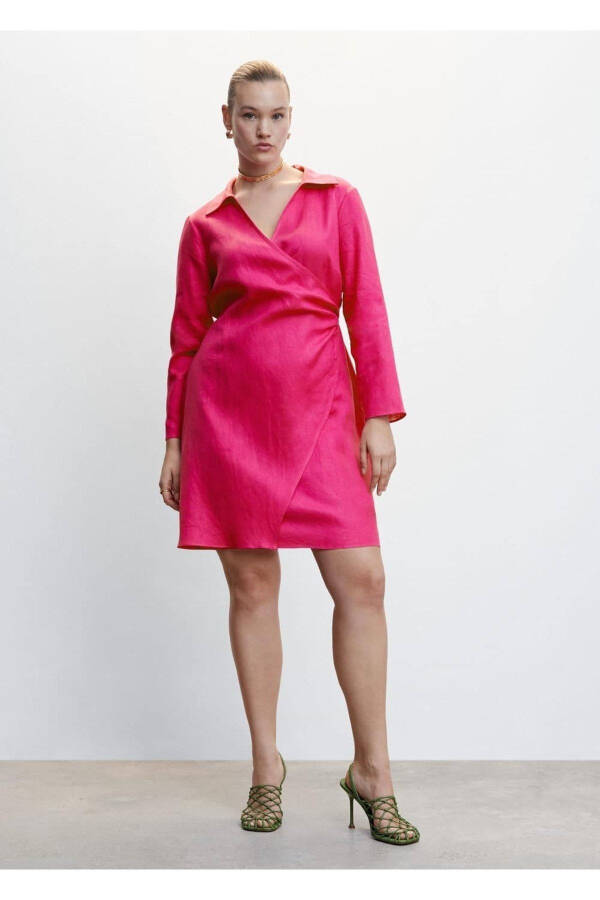 Envelope Cut Linen Dress - 8