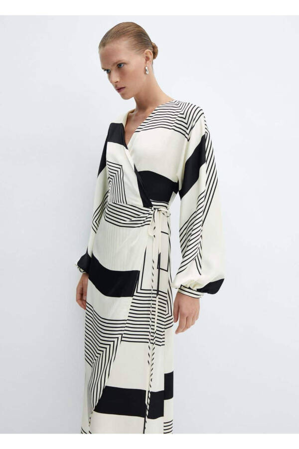 Envelope neck printed dress - 1