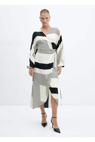 Envelope neck printed dress - MANGO (1)