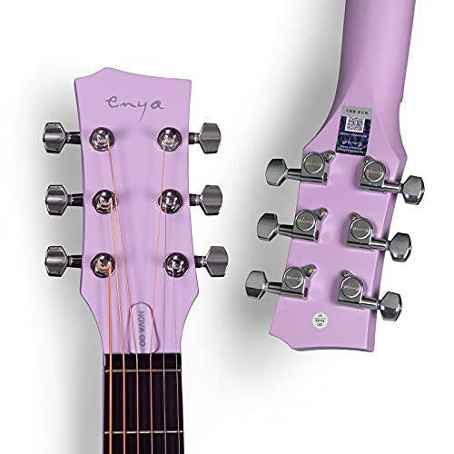 Enya Nova Go Carbon Fiber Acoustic Guitar 1/2 Size Beginner Adult Travel Acustica Guitar w/Starter Bundle Kit of Colorful Gift Packaging, Acoustic Guitar Strap, Gig Bag, Cleaning Cloth (Purple) - 3