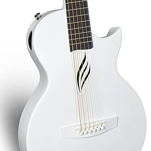 Enya Nova Go Karbon Fiber Akustik Gitar 1/2 Ölçüsü Yeni Başlayanlar Yetişkinler Seyahat Acustica Guitarra, Renkli Ambalaj, Akustik Gitar Kayışı, Gig Çantası, Temizlik Bezi, Tel (Beyaz) - 5