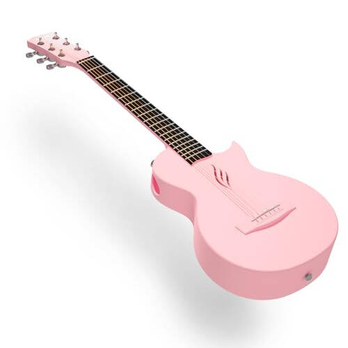 Enya Nova Go Mini Carbon Fiber Acoustic Guitar 1/4 Size Travel Acustica Guitar w/Beginner Kids Starter Bundle Kit of Thickened Gig Bag, Adjusting Wrench(Pink) - 6