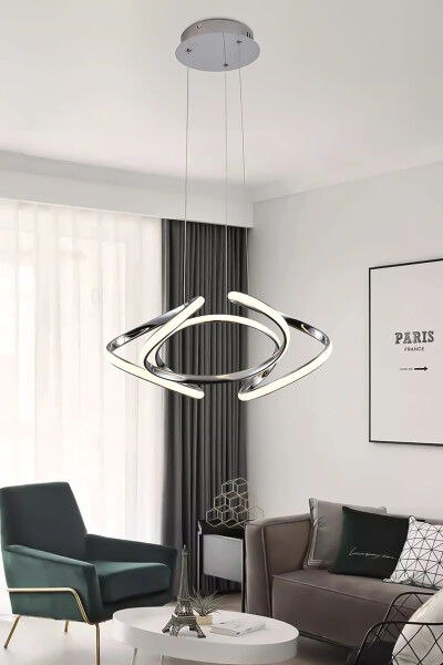 Enzo Chrome Modern Pendant White Light Living Room Kitchen Hall Led Chandelier - 1