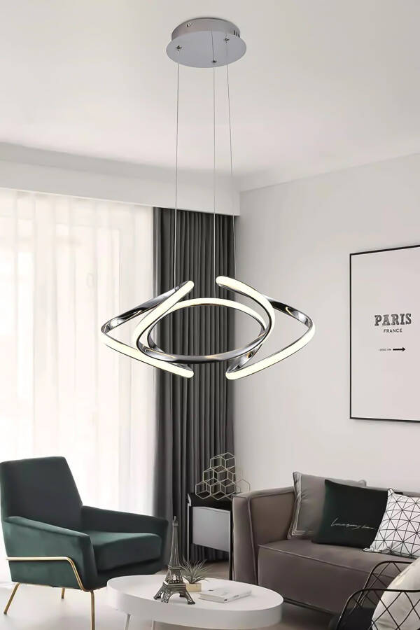 Enzo Chrome Modern Pendant White Light Living Room Kitchen Hall Led Chandelier - 1