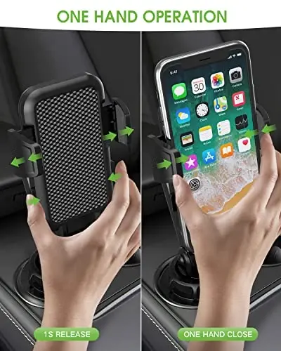 EOCAHO 2025 Upgraded Cup Phone Holder for Car, Universal No Shaking Cup Holder Phone Mount with Expandable Base for Car Truck, Adjustable Holders,Compatible with iPhone Samsung All Phones: 2 Pack - 6
