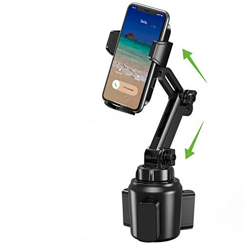 EOCAHO 2025 Upgraded Cup Phone Holder for Car, Universal No Shaking Cup Holder Phone Mount with Expandable Base for Car Truck, Adjustable Holders,Compatible with iPhone Samsung All Phones: 1 Pack - 1