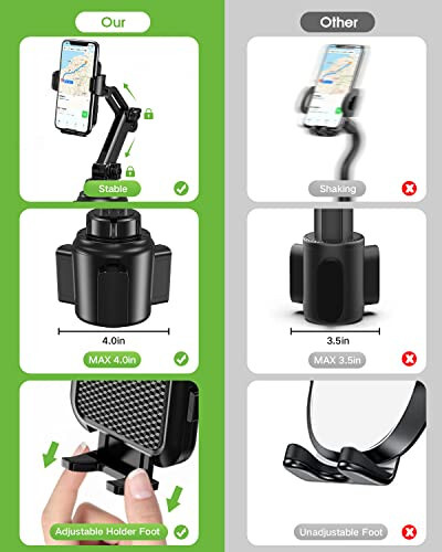 EOCAHO 2025 Upgraded Cup Phone Holder for Car, Universal No Shaking Cup Holder Phone Mount with Expandable Base for Car Truck, Adjustable Holders,Compatible with iPhone Samsung All Phones: 1 Pack - 3