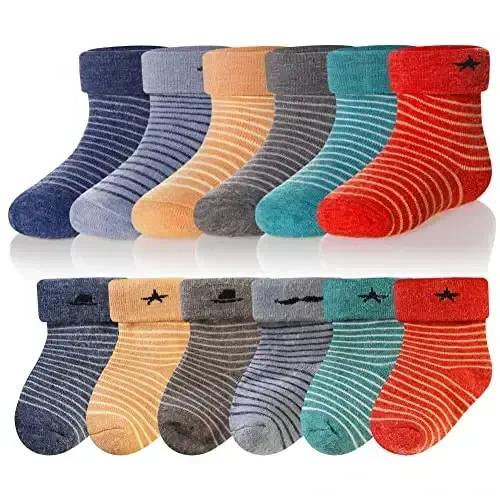 Eocom 6 Pairs Baby Boys Girls Wool Socks Infant Toddlers Kids Unisex Winter Thick Soft Warm Thermal Crew Socks - EOCOM