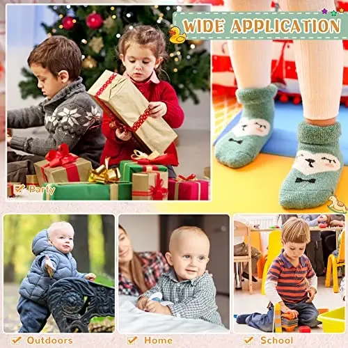 Eocom 6 Pairs Baby Boys Girls Wool Socks Infant Toddlers Kids Unisex Winter Thick Soft Warm Thermal Crew Socks - 6