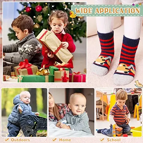 Eocom 6 Pairs Baby Boys Girls Wool Socks Infant Toddlers Kids Unisex Winter Thick Soft Warm Thermal Crew Socks - 6