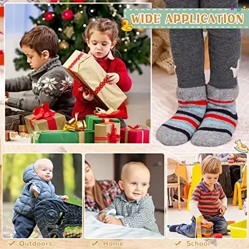 Eocom 6 Pairs Baby Boys Girls Wool Socks Infant Toddlers Kids Unisex Winter Thick Soft Warm Thermal Crew Socks - 6