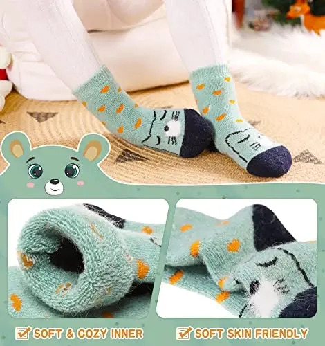 Eocom 6 juft Baby Boys Girls Wool Paypoqlar Go'dak Bolalar Bolalar Unisex Qishki Qalin Yumshoq Issiq Termal Ekipaj Paypoqlar - 3