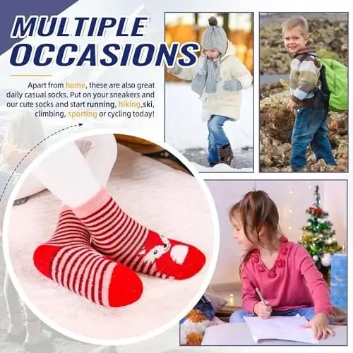 Eocom Kids Wool Socks For Boys Girls Warm Hiking Thermal Winter Cozy Soft Thick Toddlers Crew Boot Socks 6 Pairs - 6