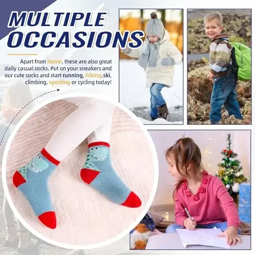 Eocom Kids Wool Socks For Boys Girls Warm Hiking Thermal Winter Cozy Soft Thick Toddlers Crew Boot Socks 6 Pairs - 6