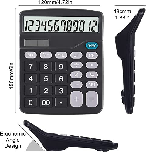 EooCoo Basic Standard Calculator 12 Digit Masaüstü Hesap Makinesi Büyük LCD Ekran ve Hassas Tuşlarla Ofis, Okul, Ev ve İş Kullanımı İçin - 2